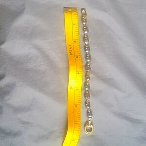 Blue/Black 7.5 Inch  Freshwater Pearl Bracelet with 14kt Gold plated clasp